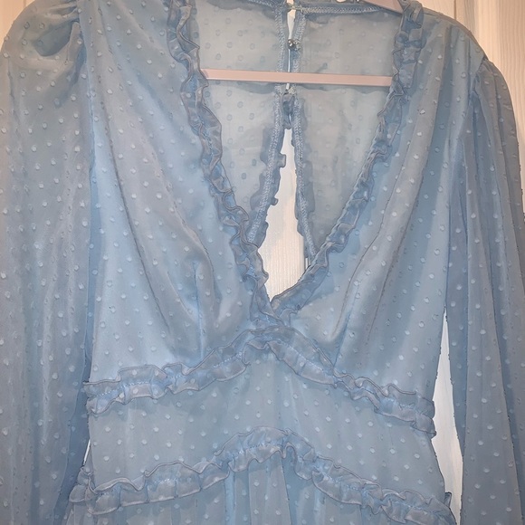 Blue Polka-Dot Mesh Prairie Dress - Picture 2 of 3